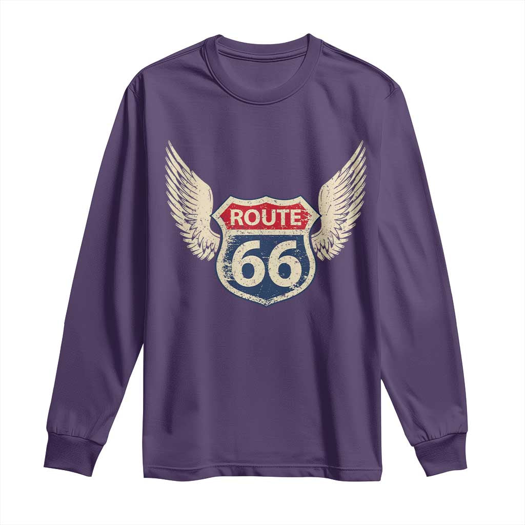Vintage Route Highway 66 Highway Road Trip Sign Long Sleeve Shirt