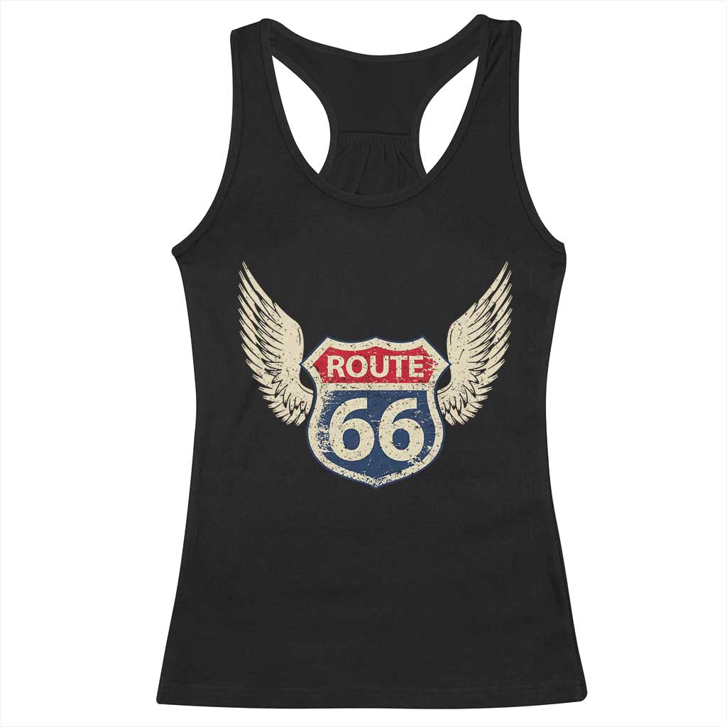 Vintage Route Highway 66 Highway Road Trip Sign Racerback Tank Top