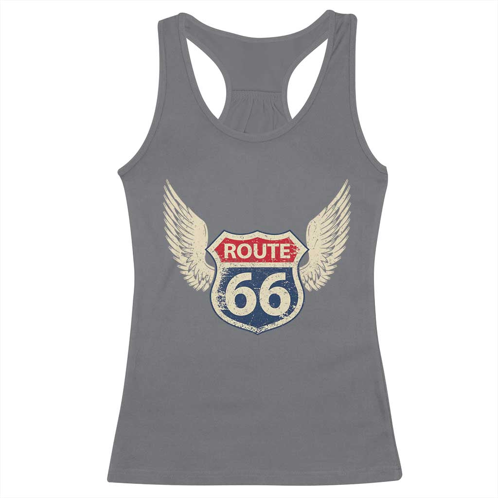 Vintage Route Highway 66 Highway Road Trip Sign Racerback Tank Top
