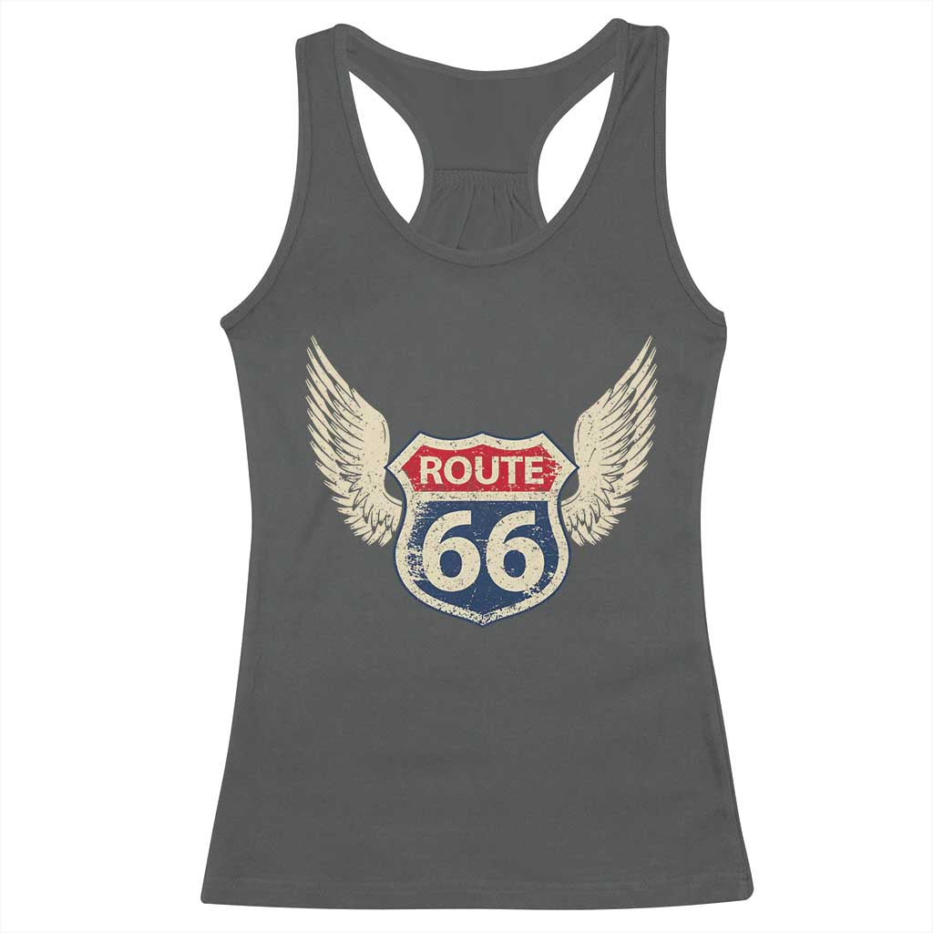 Vintage Route Highway 66 Highway Road Trip Sign Racerback Tank Top