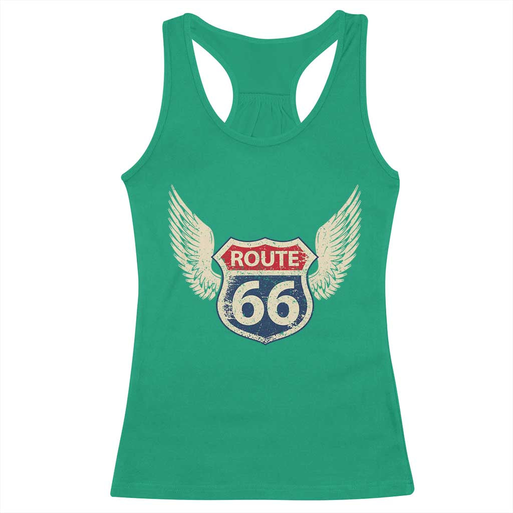 Vintage Route Highway 66 Highway Road Trip Sign Racerback Tank Top
