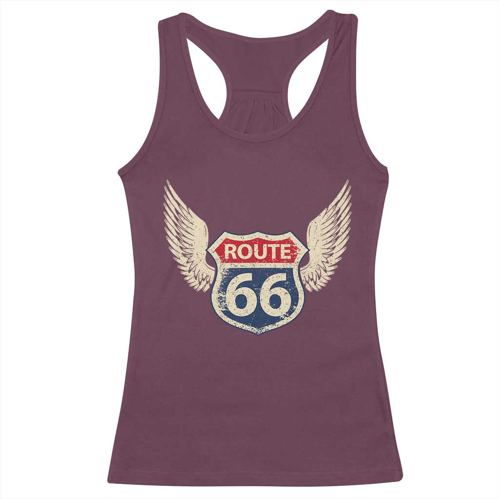 Vintage Route Highway 66 Highway Road Trip Sign Racerback Tank Top
