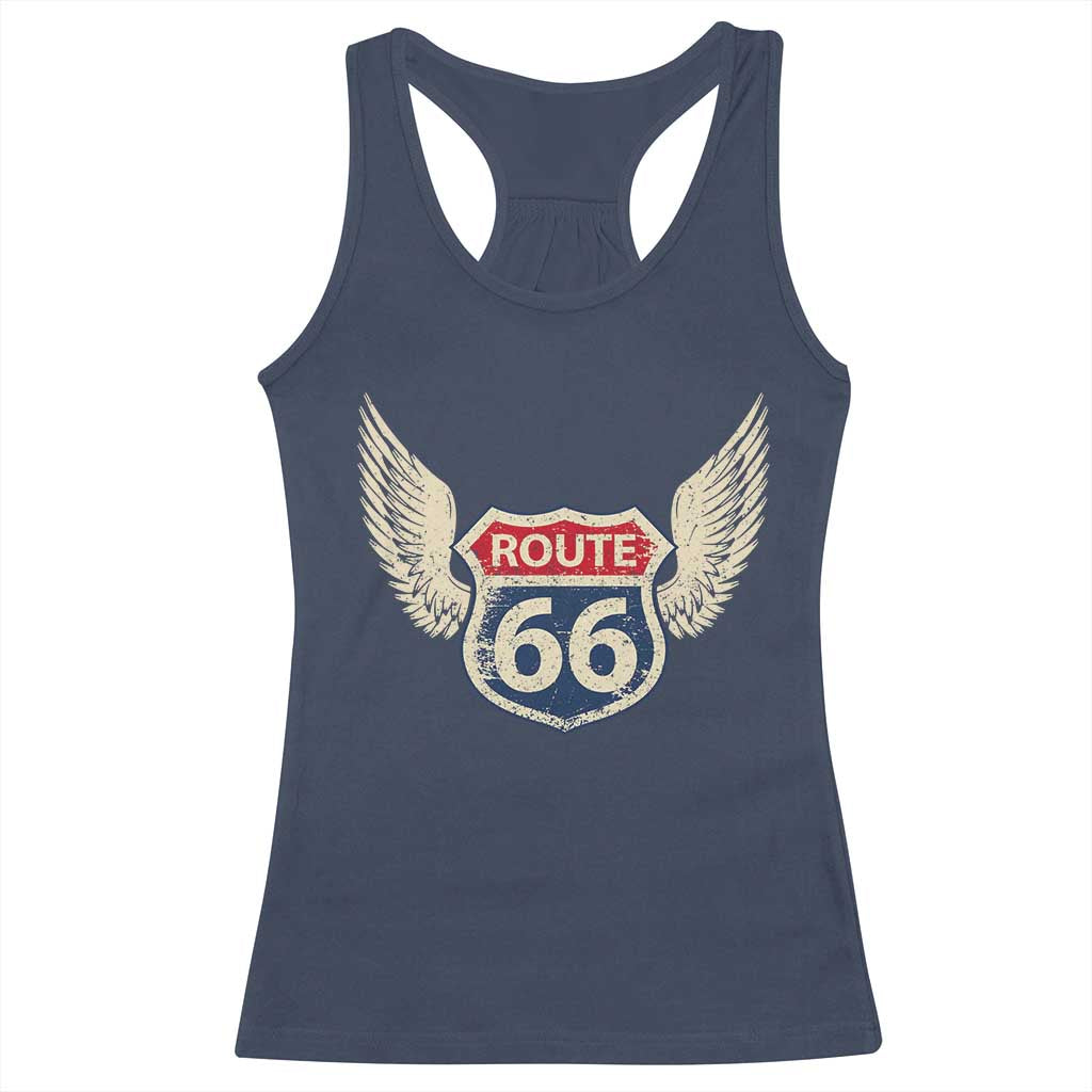 Vintage Route Highway 66 Highway Road Trip Sign Racerback Tank Top