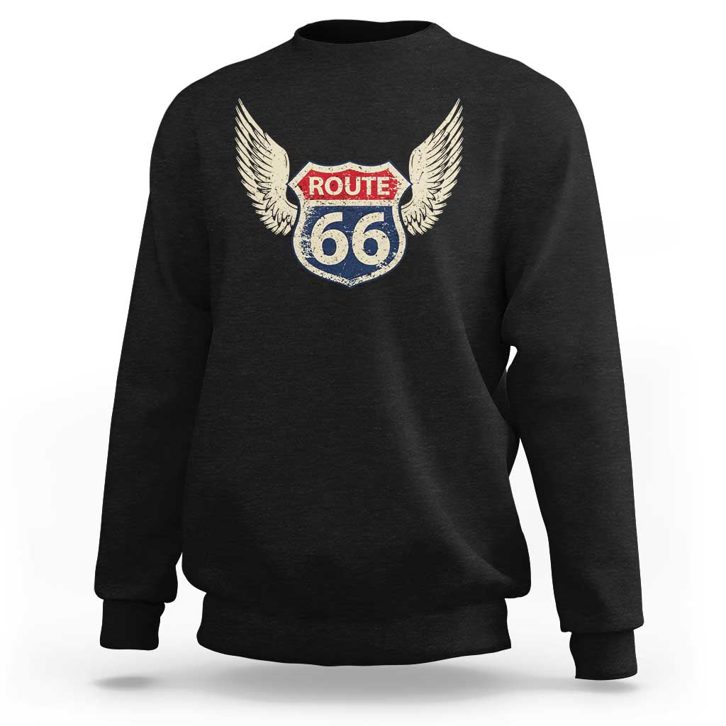 Vintage Route Highway 66 Highway Road Trip Sign Sweatshirt