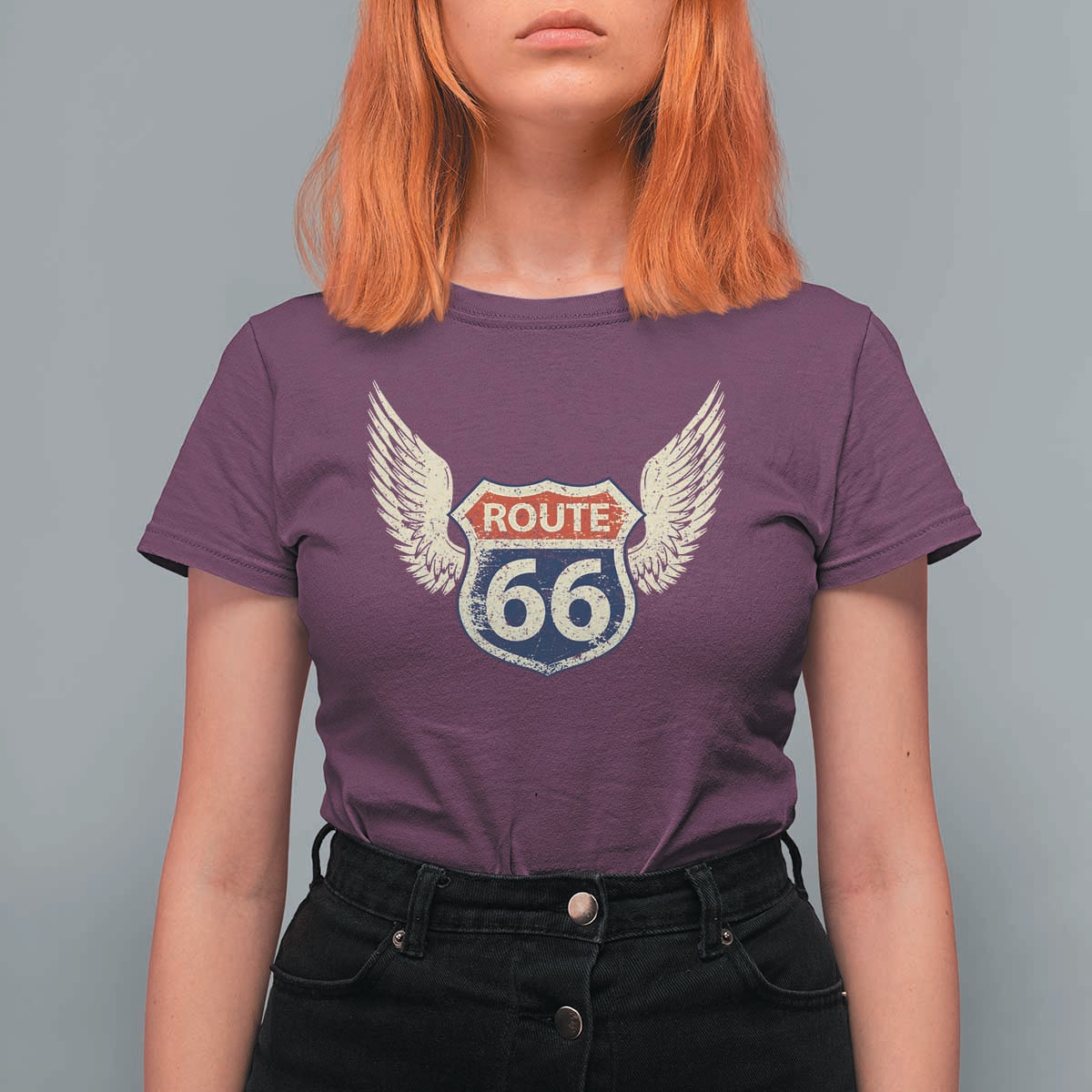 Vintage Route Highway 66 Highway Road Trip Sign T Shirt For Women