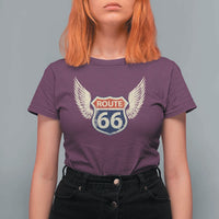 Vintage Route Highway 66 Highway Road Trip Sign T Shirt For Women