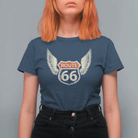 Vintage Route Highway 66 Highway Road Trip Sign T Shirt For Women