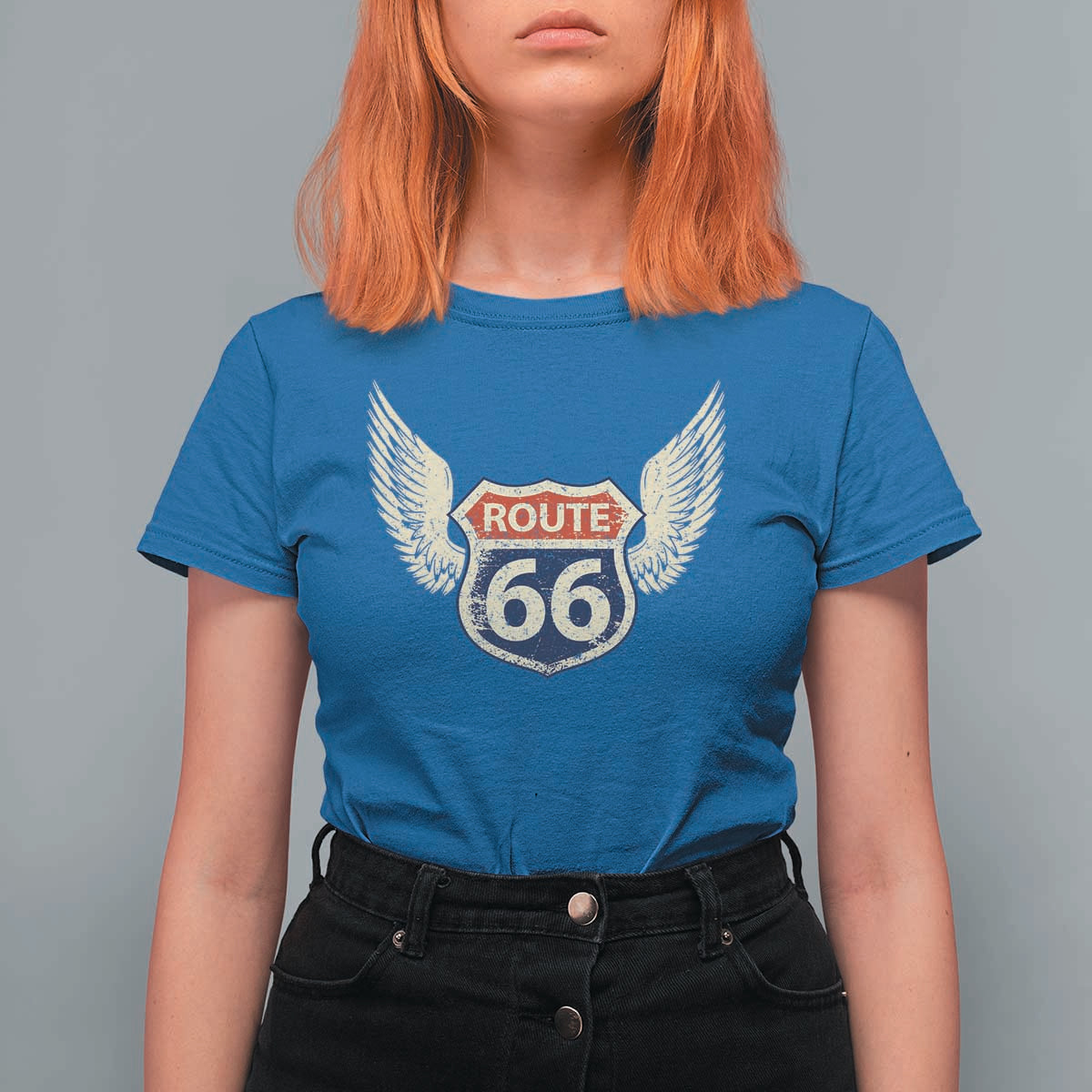 Vintage Route Highway 66 Highway Road Trip Sign T Shirt For Women