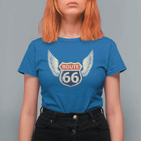 Vintage Route Highway 66 Highway Road Trip Sign T Shirt For Women