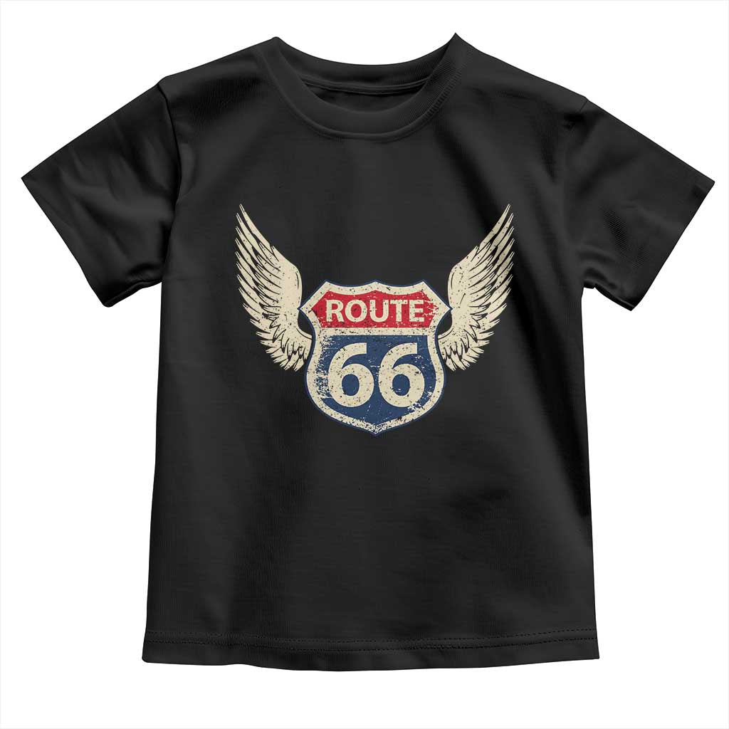 Vintage Route Highway 66 Highway Road Trip Sign Toddler T Shirt