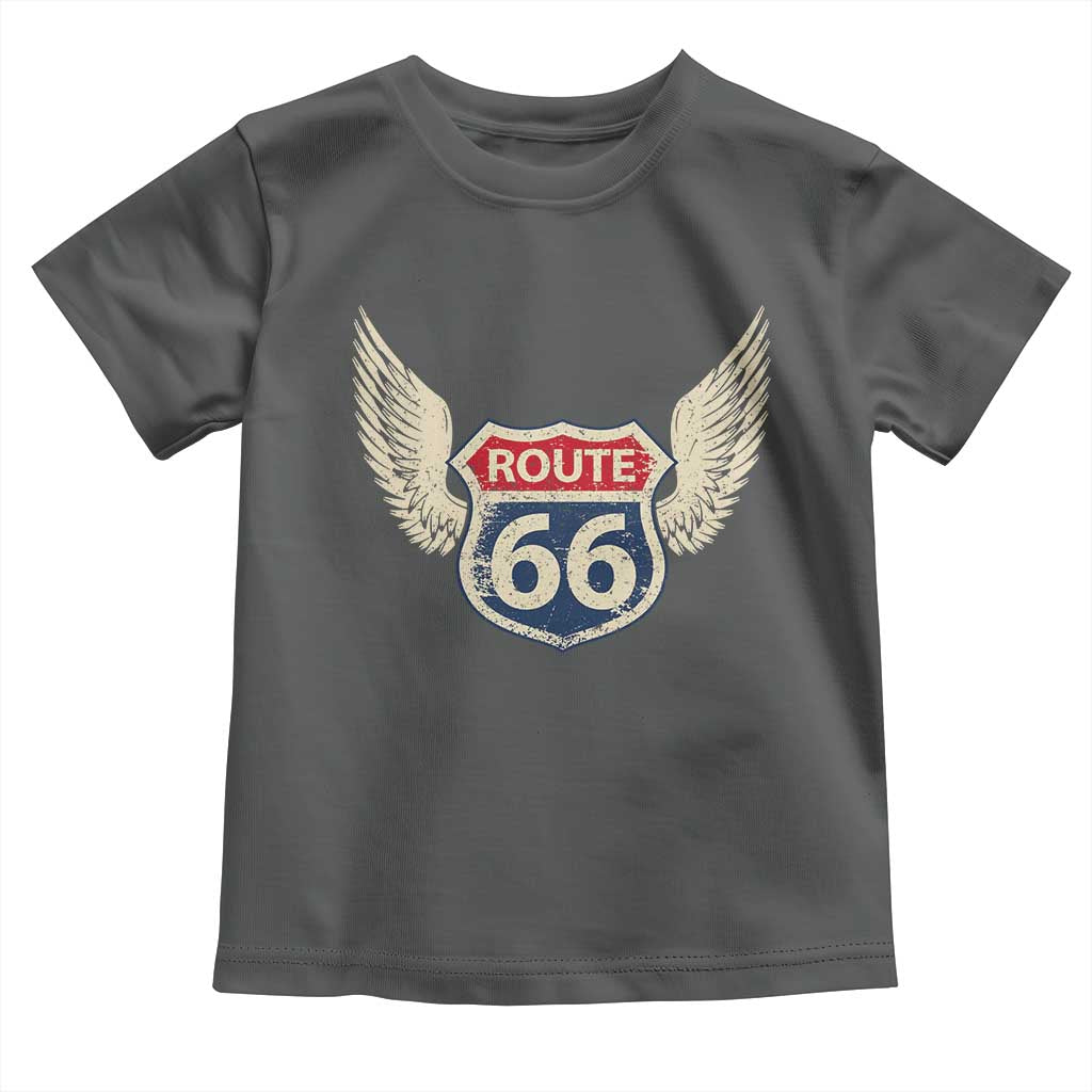 Vintage Route Highway 66 Highway Road Trip Sign Toddler T Shirt