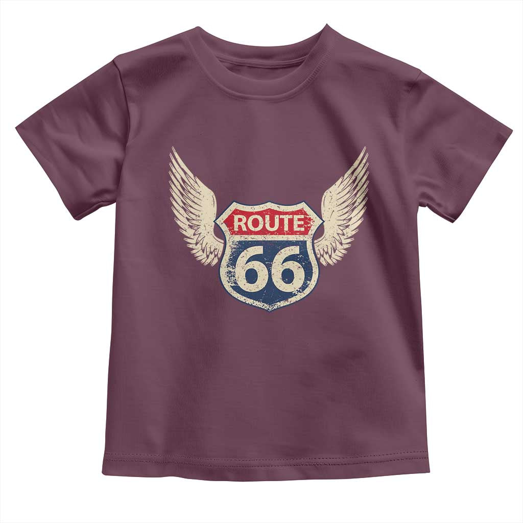 Vintage Route Highway 66 Highway Road Trip Sign Toddler T Shirt