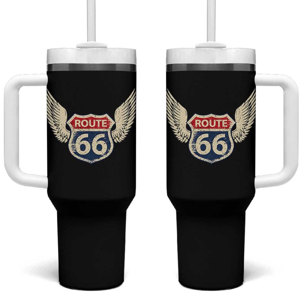 Vintage Route Highway 66 Highway Road Trip Sign Tumbler With Handle