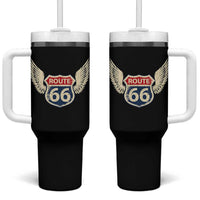 Vintage Route Highway 66 Highway Road Trip Sign Tumbler With Handle