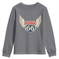 Vintage Route Highway 66 Highway Road Trip Sign Youth Sweatshirt