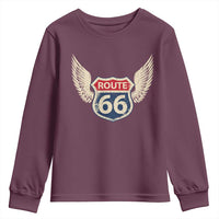 Vintage Route Highway 66 Highway Road Trip Sign Youth Sweatshirt
