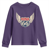 Vintage Route Highway 66 Highway Road Trip Sign Youth Sweatshirt