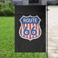 Vintage Route Highway 66 Historical Sign Distressed American Flag Road Trip Garden Flag