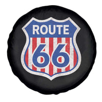 Vintage Route Highway 66 Historical Sign Distressed American Flag Road Trip Spare Tire Cover