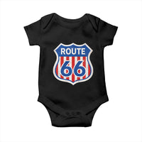 Vintage Route Highway 66 Historical Sign Distressed American Flag Road Trip Baby Onesie