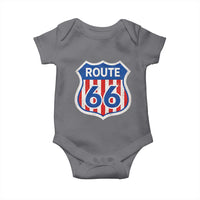 Vintage Route Highway 66 Historical Sign Distressed American Flag Road Trip Baby Onesie