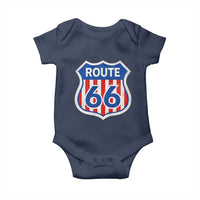 Vintage Route Highway 66 Historical Sign Distressed American Flag Road Trip Baby Onesie