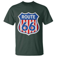 Vintage Route Highway 66 Historical Sign Distressed American Flag Road Trip T Shirt