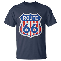 Vintage Route Highway 66 Historical Sign Distressed American Flag Road Trip T Shirt