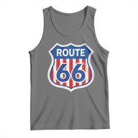 Vintage Route Highway 66 Historical Sign Distressed American Flag Road Trip Tank Top