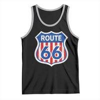Vintage Route Highway 66 Historical Sign Distressed American Flag Road Trip Tank Top