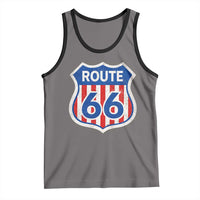 Vintage Route Highway 66 Historical Sign Distressed American Flag Road Trip Tank Top