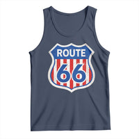 Vintage Route Highway 66 Historical Sign Distressed American Flag Road Trip Tank Top