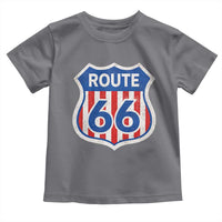 Vintage Route Highway 66 Historical Sign Distressed American Flag Road Trip Toddler T Shirt