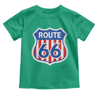 Vintage Route Highway 66 Historical Sign Distressed American Flag Road Trip Toddler T Shirt