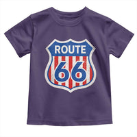 Vintage Route Highway 66 Historical Sign Distressed American Flag Road Trip Toddler T Shirt