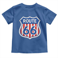 Vintage Route Highway 66 Historical Sign Distressed American Flag Road Trip Toddler T Shirt