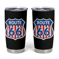 Vintage Route Highway 66 Historical Sign Distressed American Flag Road Trip Tumbler Cup