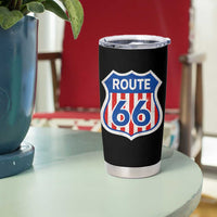 Vintage Route Highway 66 Historical Sign Distressed American Flag Road Trip Tumbler Cup