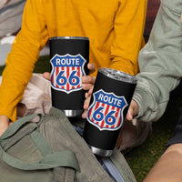 Vintage Route Highway 66 Historical Sign Distressed American Flag Road Trip Tumbler Cup