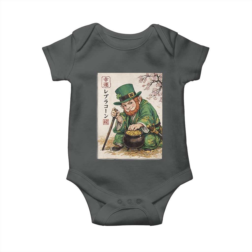 Vintage Japanese Leprechaun St Patricks Day Shamrock Ukiyo e Art Baby Onesie