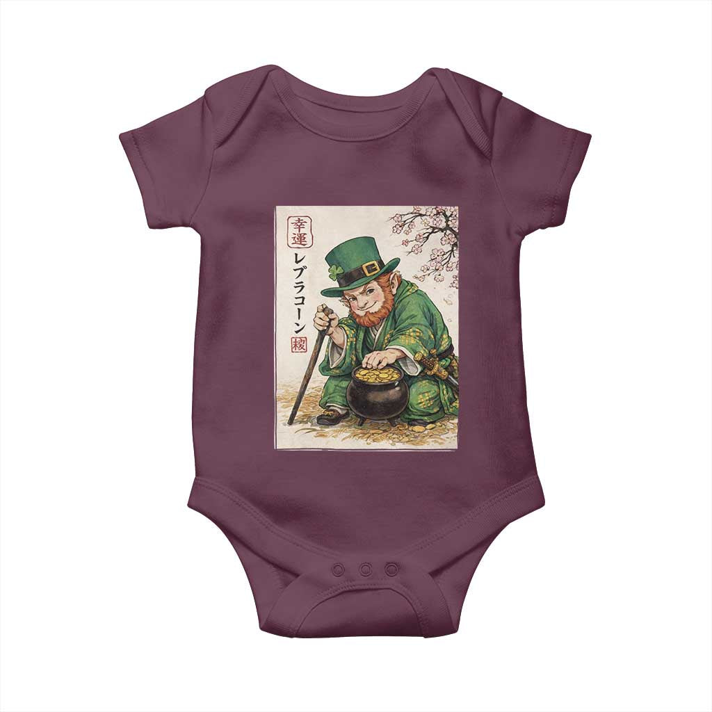 Vintage Japanese Leprechaun St Patricks Day Shamrock Ukiyo e Art Baby Onesie