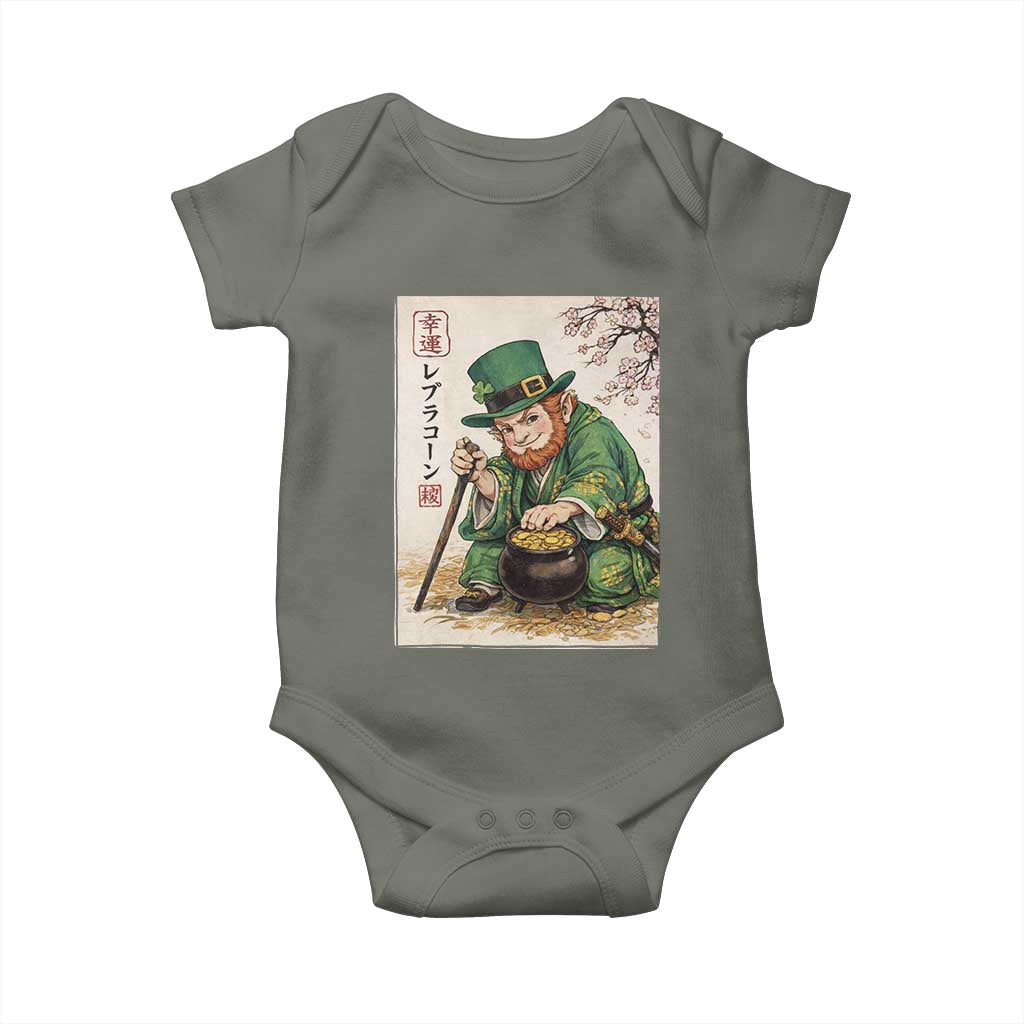 Vintage Japanese Leprechaun St Patricks Day Shamrock Ukiyo e Art Baby Onesie