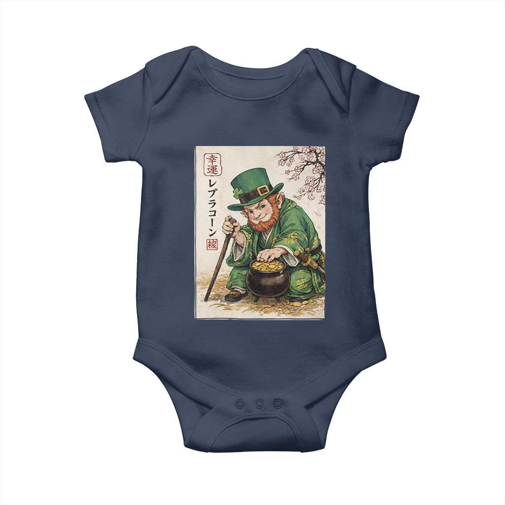 Vintage Japanese Leprechaun St Patricks Day Shamrock Ukiyo e Art Baby Onesie