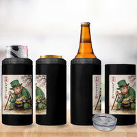 Vintage Japanese Leprechaun St Patricks Day Shamrock Ukiyo e Art 4 in 1 Can Cooler Tumbler