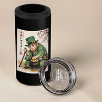 Vintage Japanese Leprechaun St Patricks Day Shamrock Ukiyo e Art 4 in 1 Can Cooler Tumbler