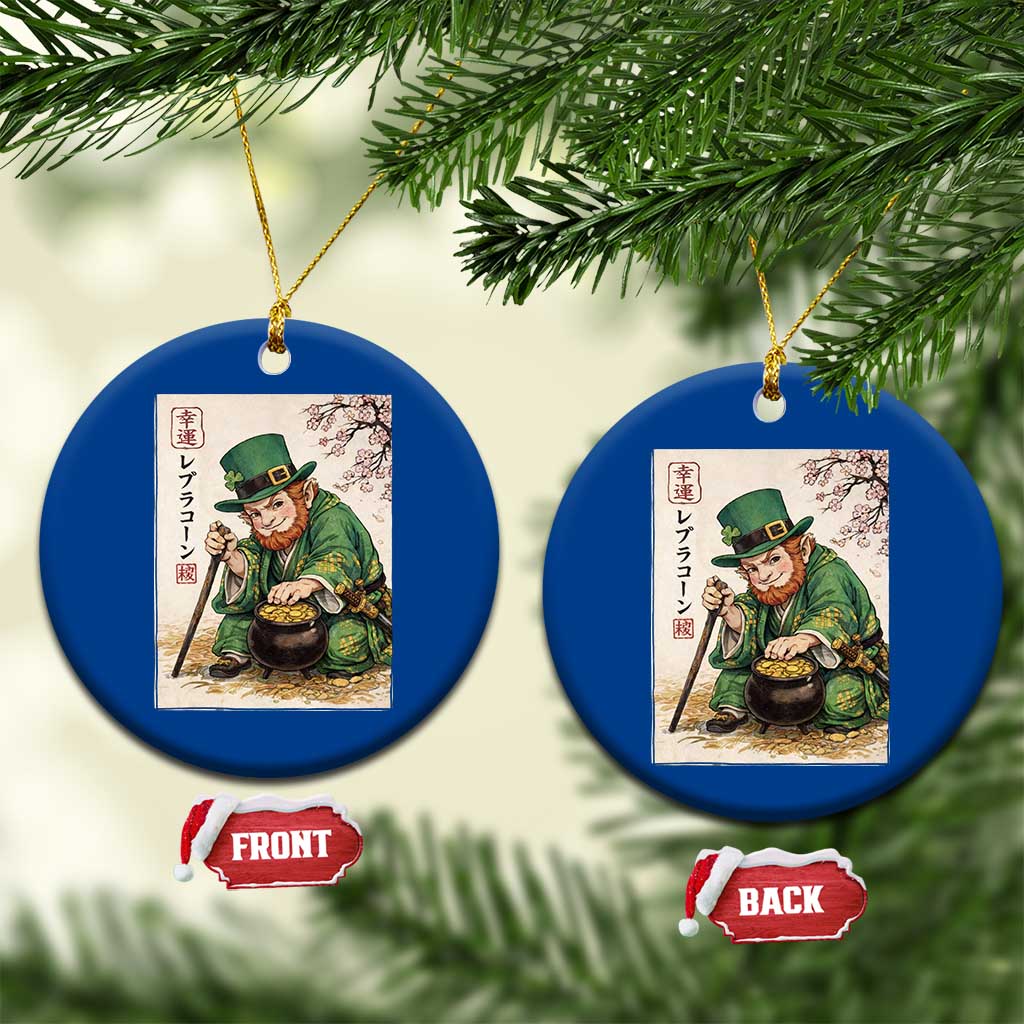 Vintage Japanese Leprechaun St Patricks Day Shamrock Ukiyo e Art Ceramic Ornament