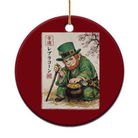 Vintage Japanese Leprechaun St Patricks Day Shamrock Ukiyo e Art Ceramic Ornament