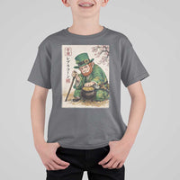 Vintage Japanese Leprechaun St Patricks Day Shamrock Ukiyo e Art T Shirt For Kid