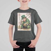 Vintage Japanese Leprechaun St Patricks Day Shamrock Ukiyo e Art T Shirt For Kid