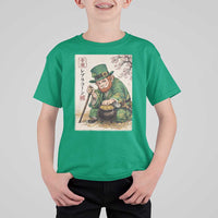Vintage Japanese Leprechaun St Patricks Day Shamrock Ukiyo e Art T Shirt For Kid